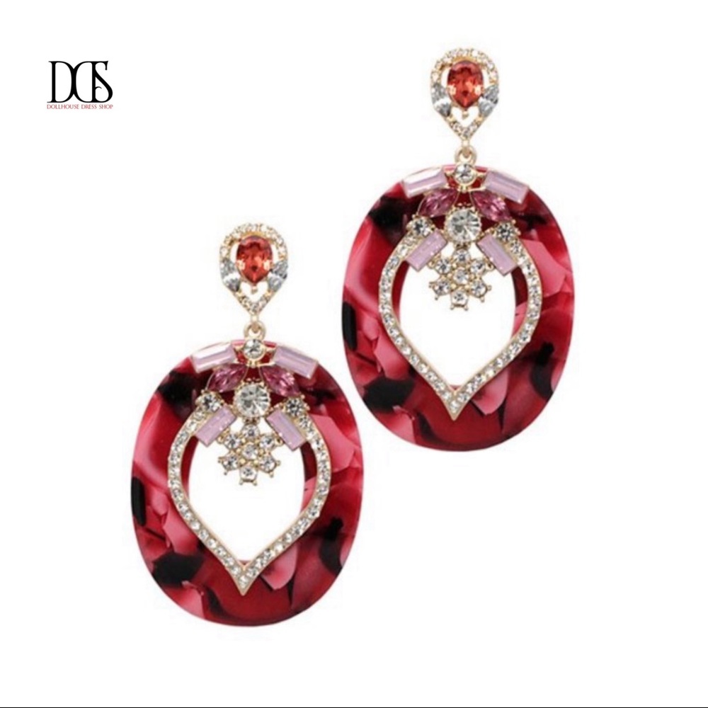 Just In! Celluloid Fashion Stone Drop Earrings